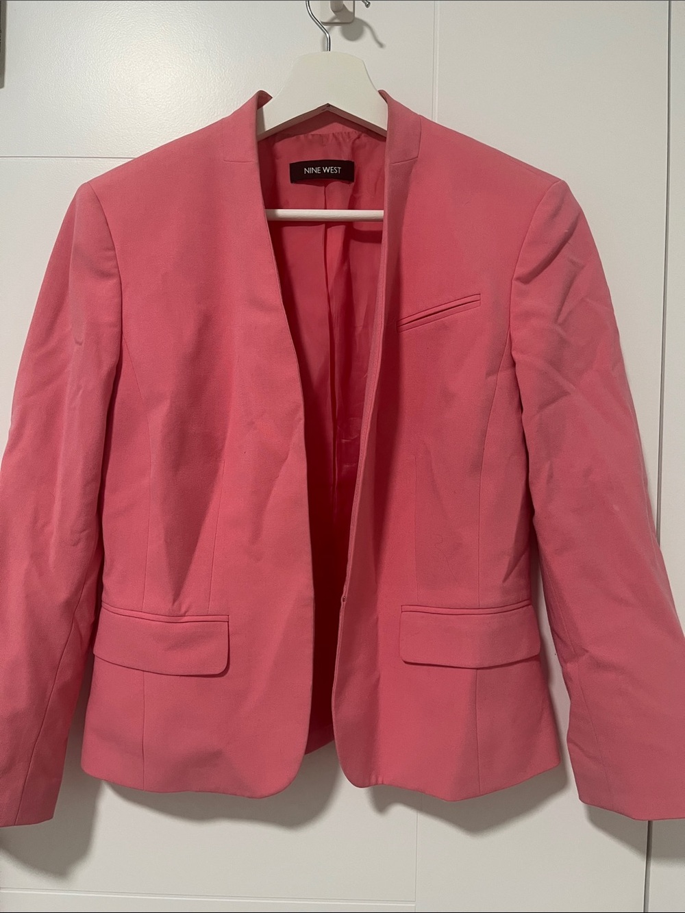 Nine West Coral Pink Open-Front Blazer